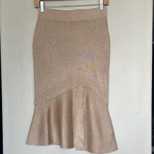 Lulu's Glittering Beige Pencil Skirt